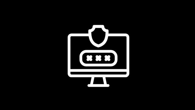 Computer screen displaying secure login with password input and shield icon