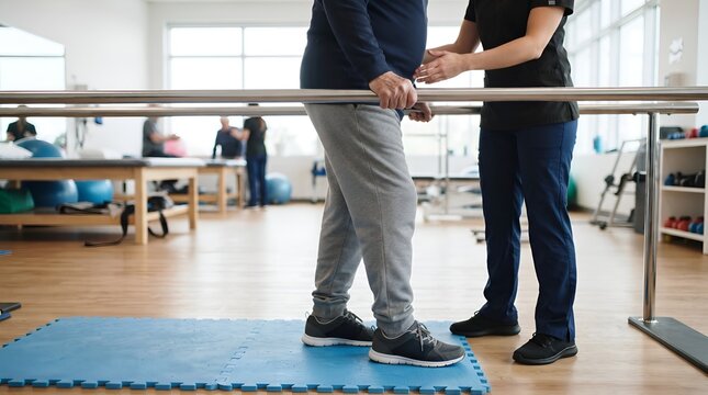 Elderly Patient Standing Balance Training Between Parallel Bars