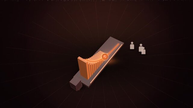 Exponential growth curve angled view looping motion