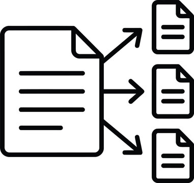 Document splitting icon representing file distribution and data processing.
