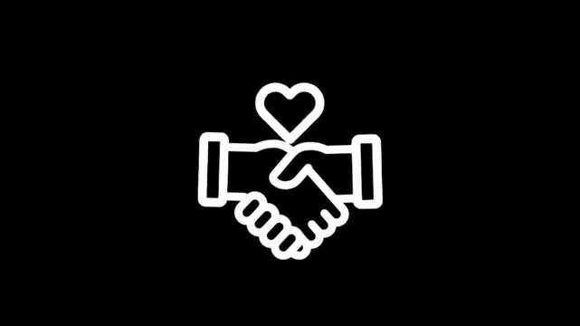 Symbolic handshake with heart icon representing partnership and affection