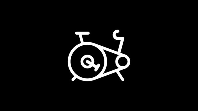 Animated icon of a stationary bicycle for fitness and exercise routines