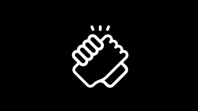 Animated handshake icon symbolizing agreement, partnership, and successful collaboration