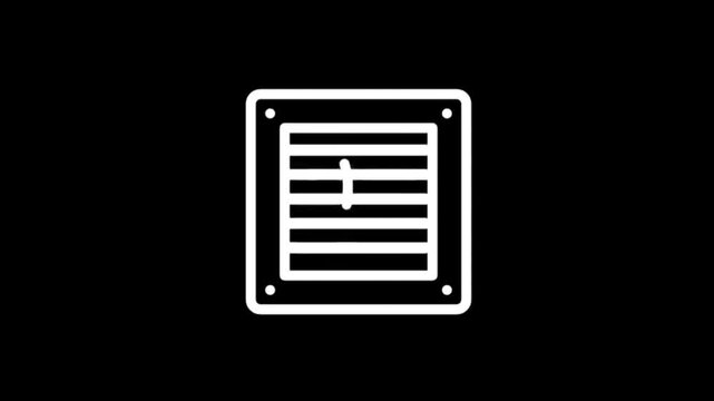 Animated white icon of a document with lines and border on black background