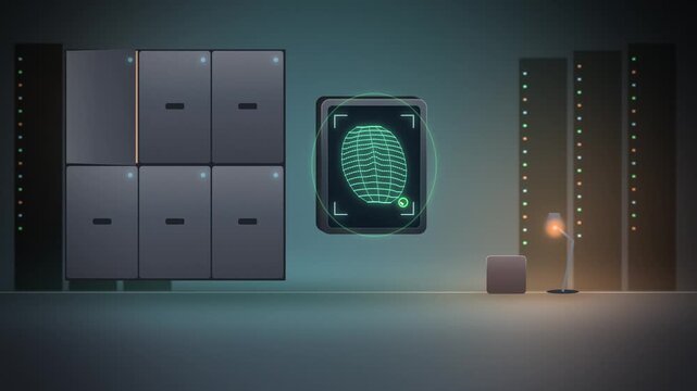 Parcel locker facial recognition scan unlocking with mesh