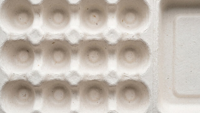 Empty recycled molded pulp egg carton texture