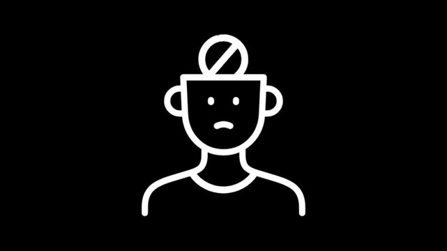 Abstract animation of a stylized human head with a broken lightbulb inside