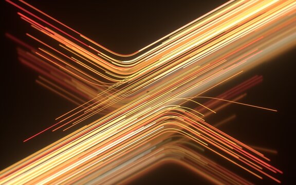 Abstract Curved Light Trails in Warm Golden Tones