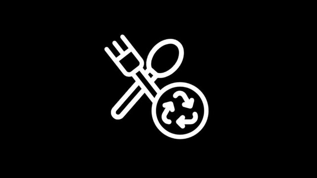 Sustainable dining icons with fork, spoon, and recycling symbol