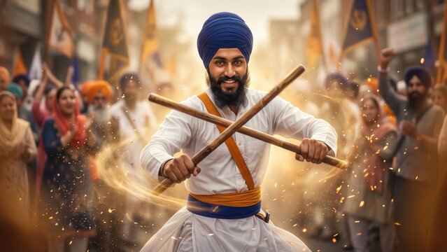 Sikh Gatka Performer &ndash; Traditional Martial Arts in Motion.