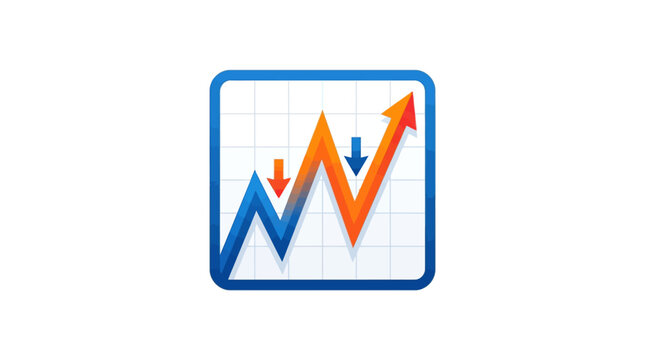 Financial market analysis vector icon set showing upward downward