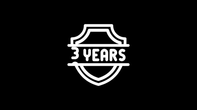 Animated shield icons celebrating 3 and 5 years of service or achievement