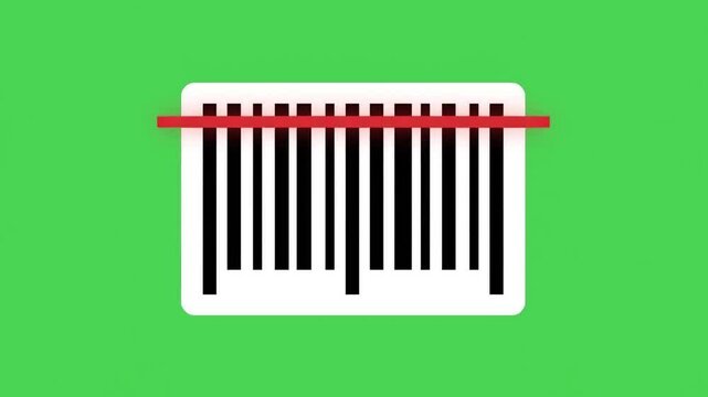 Red laser line scanning a barcode for retail and inventory use