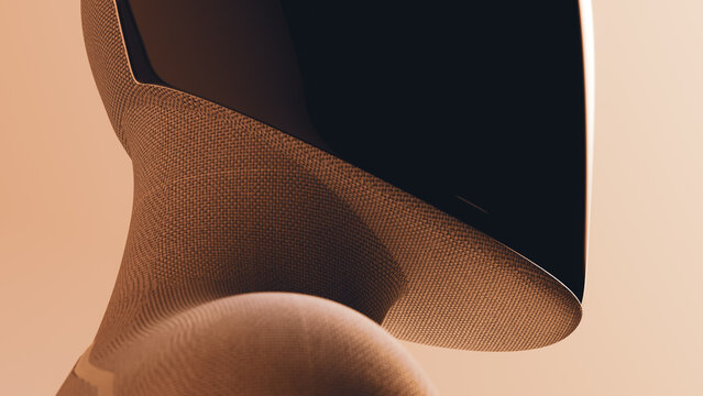 Extreme Close Up of Domestic Robot Face and Textile Neck