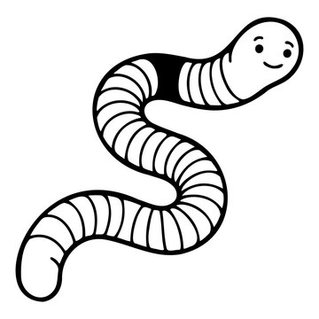 Educational childrens learning set featuring cute worm crawling