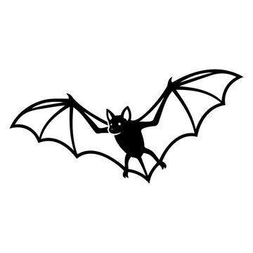 Halloween-themed vector icon set featuring a black bat in flight