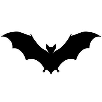 Halloween-themed vector icon set featuring a black bat silhouette
