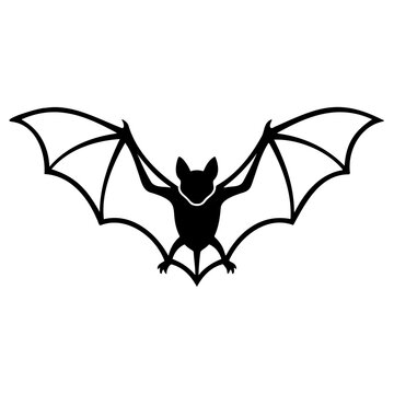 Halloween vector icon set featuring black bat wings silhouette body
