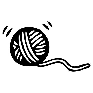 Crafting and knitting with yarn ball thread tail and spool for