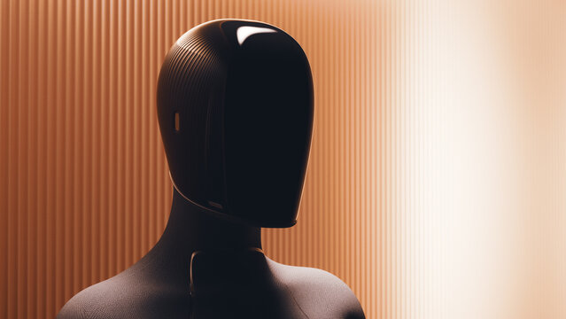 Humanoid Home Robot with Copy Space in Warm Interior