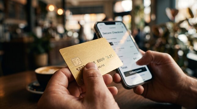 Close Up of Online Payment with Credit Card and Smartphone for National Shopping Day