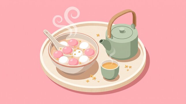 Dongzhi Festival Traditional Tangyuan Vector Illustration for Winter Solstice Celebration