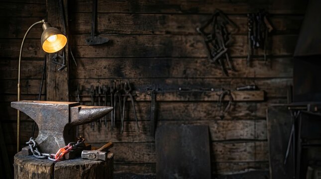 National Freedom Day Concept Forging Broken Chains in Blacksmith Workshop