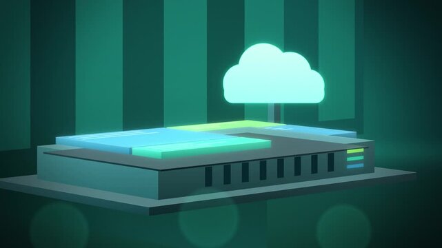 Teal virtual machines on a cloud hypervisor server perspective view