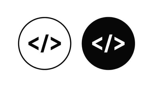 Minimal code angle brackets icon set