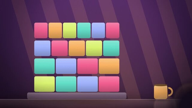 Purple fraction bars education science in classroom tilted view