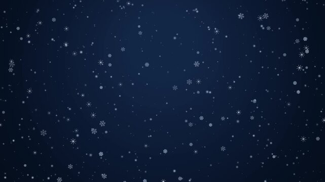 Ultra-premium cinematic winter snowfall motion graphic featuring larger, beautifully detailed 3D crystalline snowflakes, soft glowing ice dots, slower graceful drifting motion, and a seamless 8-second