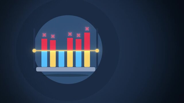 Yellow bar chart under limit line AI ethics detail view seamless loop