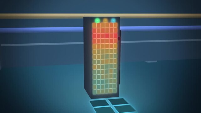 Server rack temperature heat map with cold air vents close-up