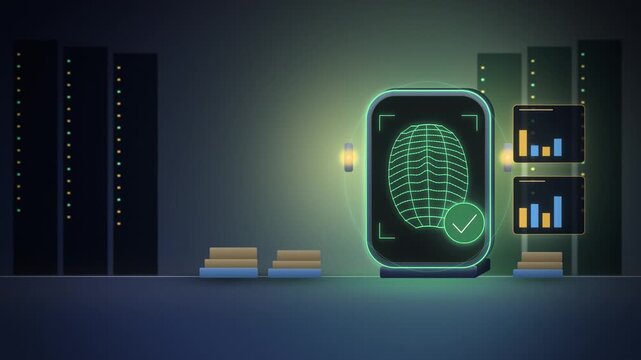 Gold smart mirror facial recognition scan full scene coming to life