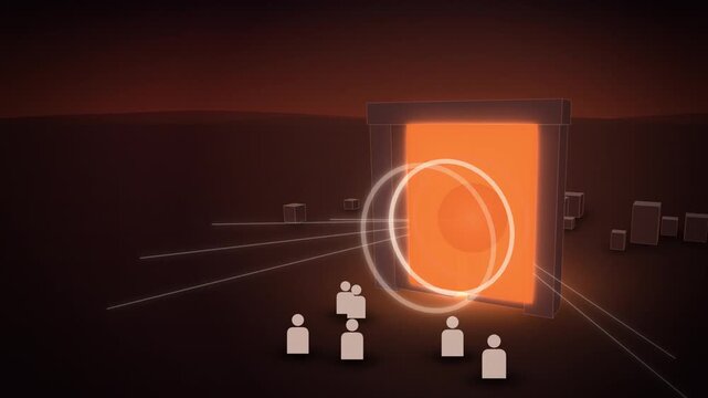Gateway opening to superintelligence light room scene assembling