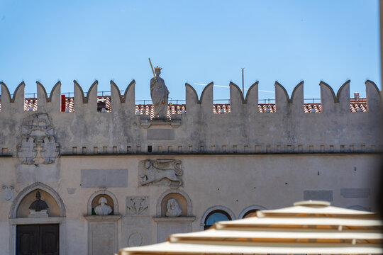 Architectural detail of the Loggia Palace in Koper, Slovenia