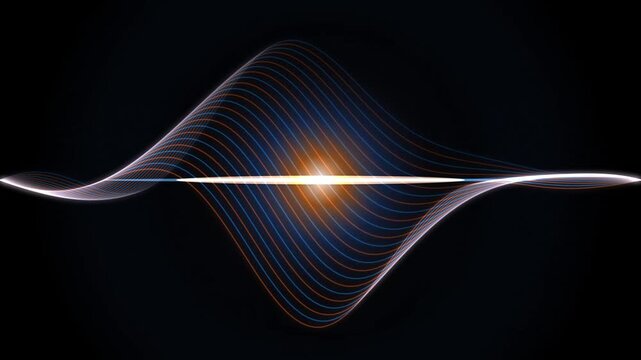 Abstract waves radiate energy across a dark background