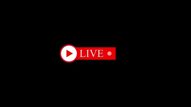 Live Streaming Overlay Animation with Red Play Icon, TV Broadcast and Online Video Graphics