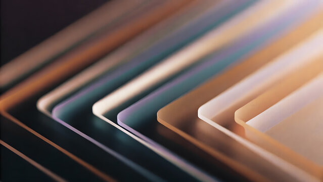 Abstract background with layered geometric shapes in soft pastel colors and smooth diagonal perspective