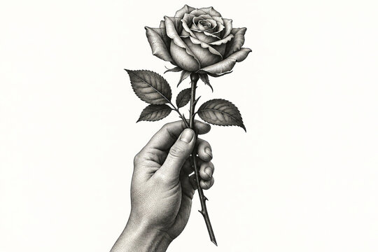Hand Holding Rose Illustration