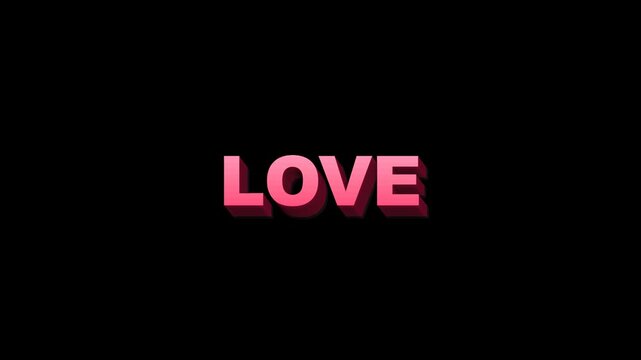 Love words on alpha channel like xoxo be mine and true love animated