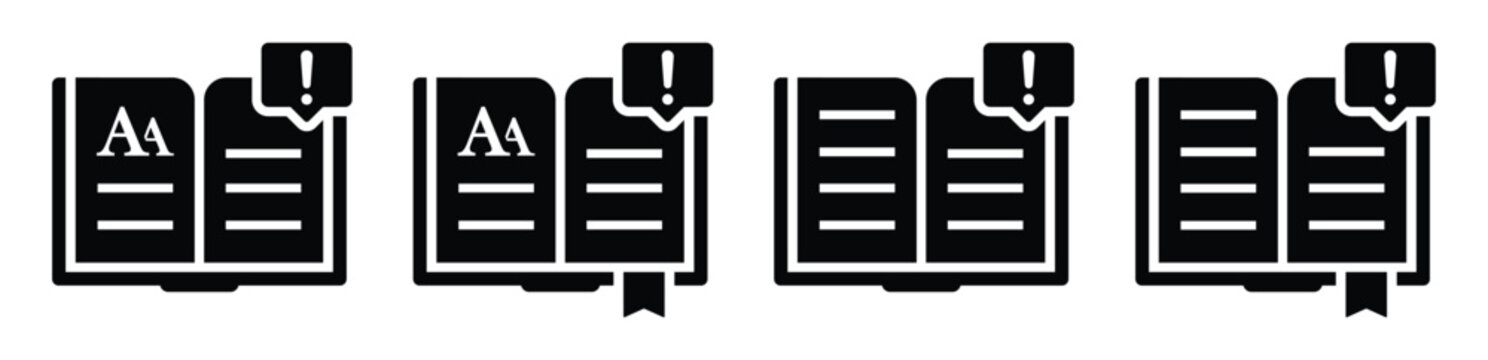 Book warning caution icon illustration