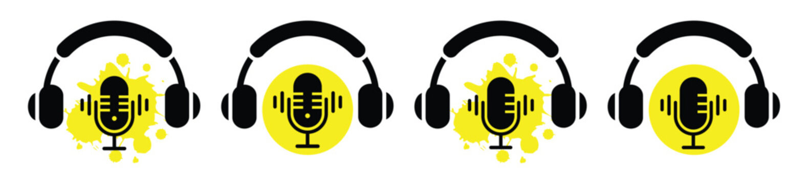 Podcast headphone voice  mic icon illustration