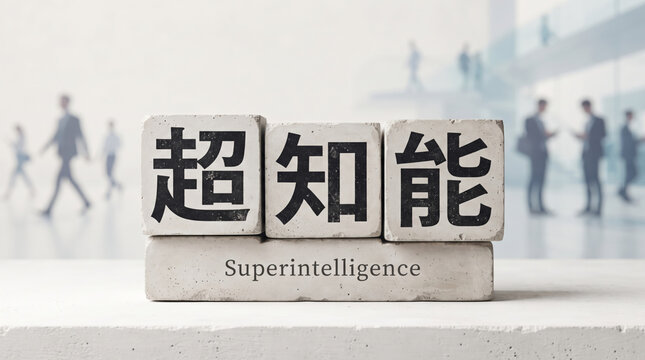 「超知能」の文字を刻んだブロックのビジネスイメージ