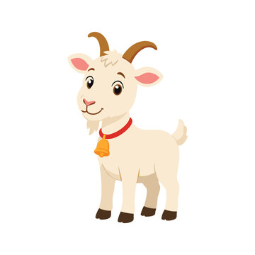 White goat mascot character standing farm animal vector illustration for childrens educational agricultural media