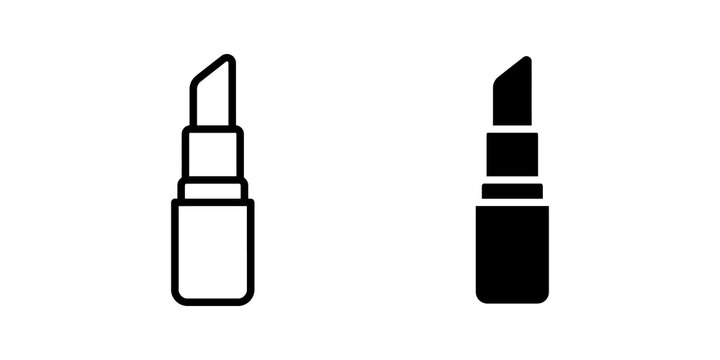 Lipstick line and glyph icons for beauty makeup and cosmetic fashion