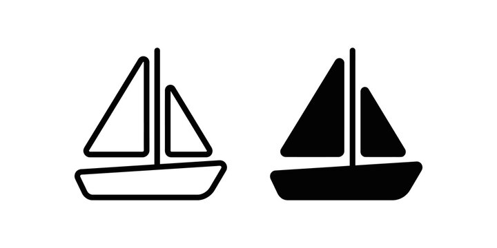 Sailboat with sails line and glyph icon set
