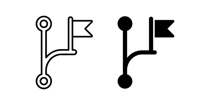 Git branch with milestone flag line and glyph icon
