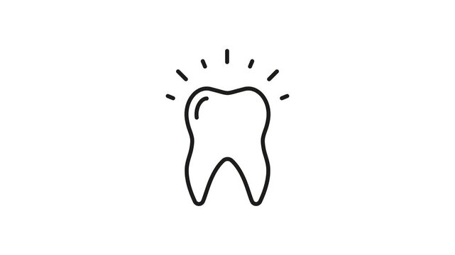 Tooth With Shine Animated Icon With Alpha Channel. Dental Care, Oral Hygiene, And Whitening Motion Graphic. Healthy Teeth And Bright Smile Concept. On Transparent Background