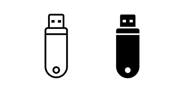 USB flash drive flat icon line and glyph memory stick storage